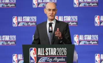NBA Commissioner Adam Silver speaks during an NBA All-Star Weekend press conference.