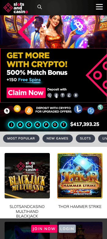 Slots and Casino homepage