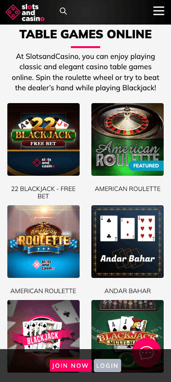 Slots and Casino table games
