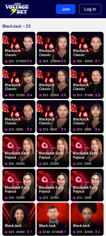 Voltagebet live dealer games