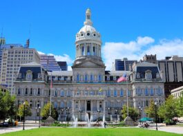Baltimore Sues Sweepstakes Casino Giants Over Alleged Illegal Gambling Operation Baltimore City Hall in downtown Baltimore, Maryland
