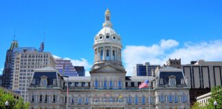 Baltimore City Hall in downtown Baltimore, Maryland