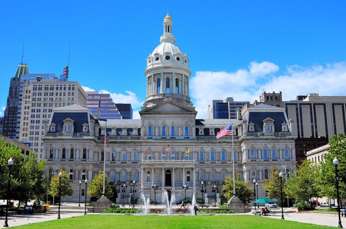 Baltimore City Hall in downtown Baltimore, Maryland