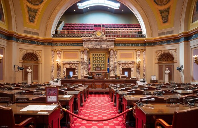 Minnesota Senate chamber at the Minnesota State Capitol in St. Paul.