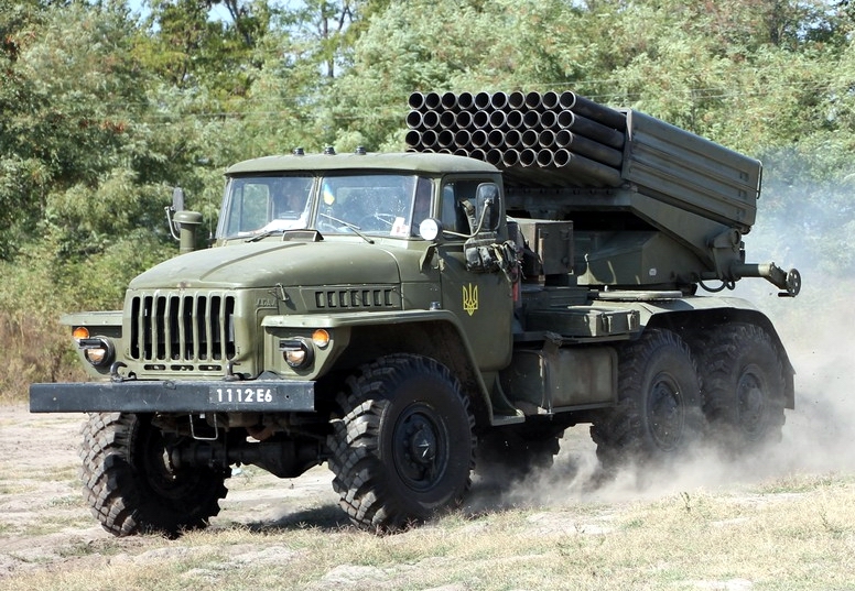 A Ukrainian military vehicle.