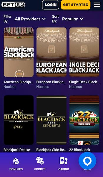 BetUS RNG blackjack