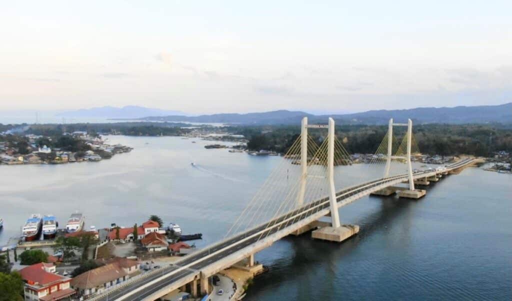 The Kendari Bay Bridge in Kendari, Indonesia.