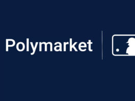 Polymarket and MLB logos displayed side by side on a blue background