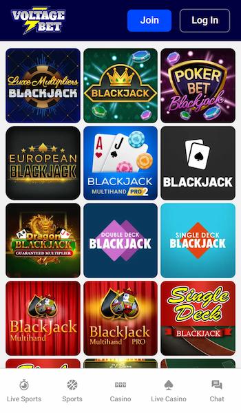 Voltage Bet RNG blackjack