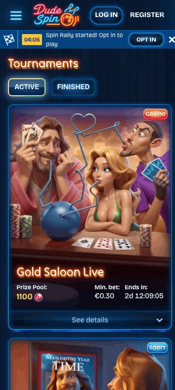Dudespin casino app tournaments