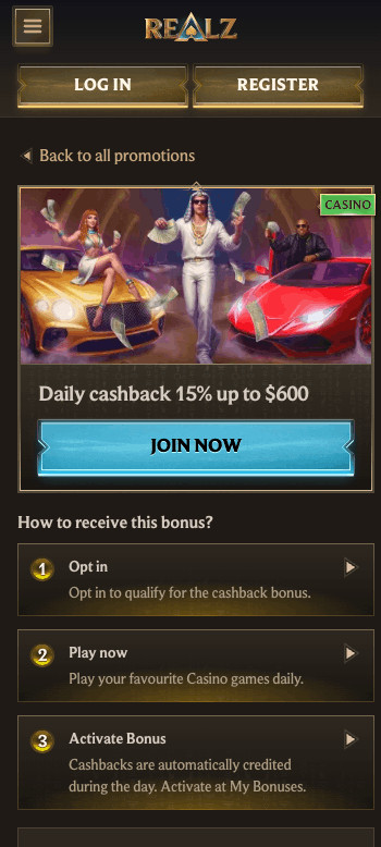 Realz cashback offer