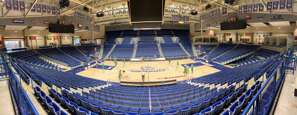 Gonzaga University basketball arena during a team practice