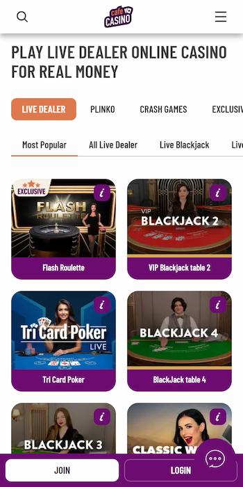 Cafe Casino live dealer