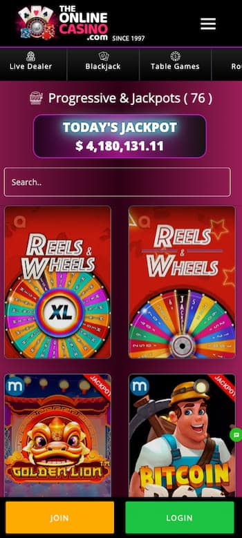 A visual of online casino slot game reels showing potential jackpot combinations