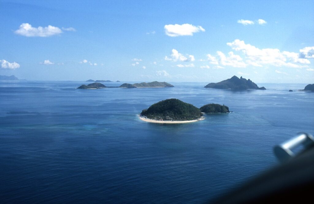 A birds-eye-view of the Mamanuca Islands in Fiji.