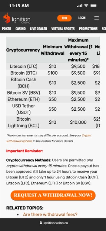 Ignition Casino Payments