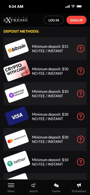 Fast Withdrawal Casinos Casino Extreme Banking Deposit Methods