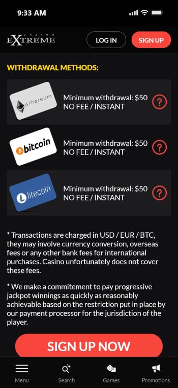 Fast Withdrawal Casinos Casino Extreme Banking Withdrawal Methods