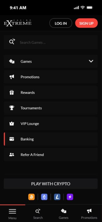 Fast Withdrawal Casinos Casino Extreme Mobile Menu