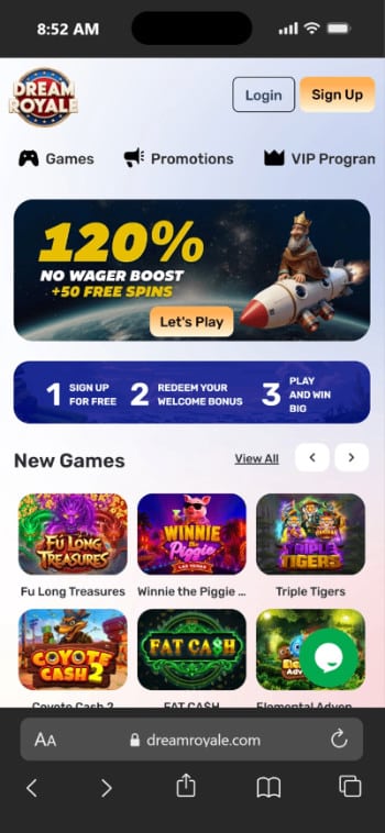 Fast Withdrawal Casinos Dream Royale Homepage